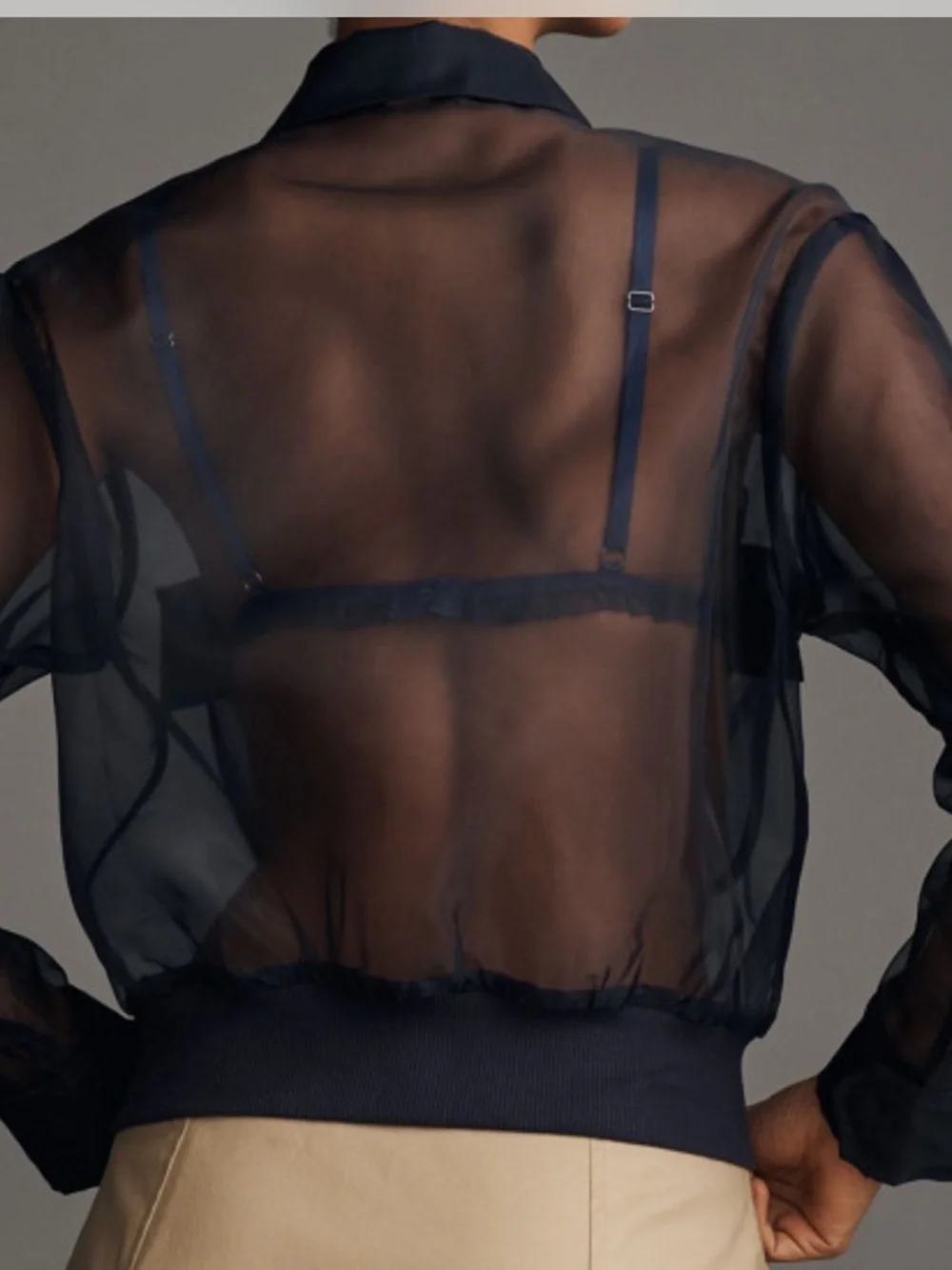 Dolan Left Coast Sheer Organza Bomber Jacket Black XL NWOT Anthropologie